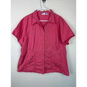 Vintage 90s Carolina Blues Shirt 22W/24W Pink Cotton Button Up Pearl Snap Plus